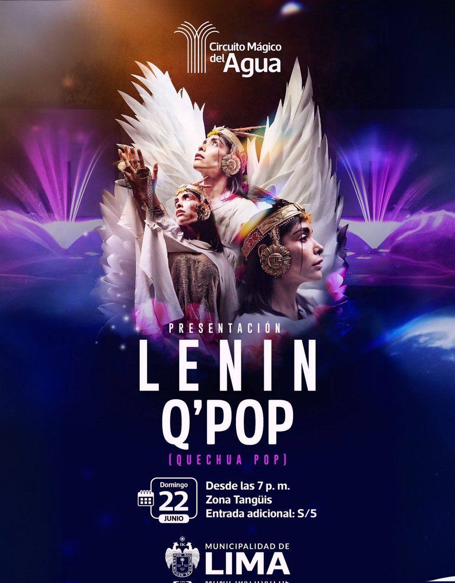 Lenintamayoqpop's tweet image. Q&apos;pop (Quechua pop) en Concierto 🇵🇪🕊
Deseo que me acompáñen este 22 de Junio a cantar juntos a una sola voz en Quechuapop, todo el equipo estamos dando todo de nosotros en este escenario, con la responsabilidad que implica cantar y bailar en quechua #leninqpop #quechuapop
