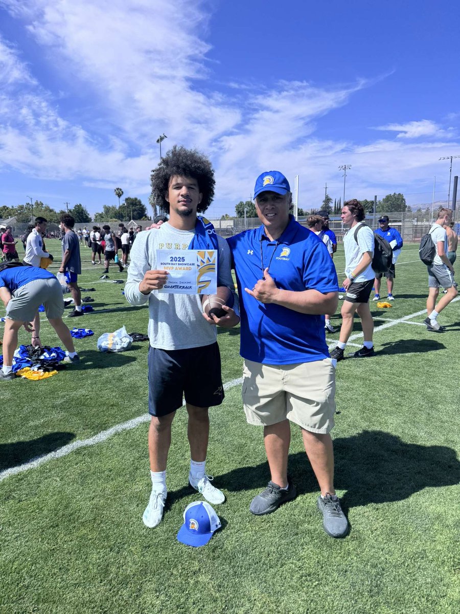 Had a great day at SJSU football camp! I earned qb MVP. Thank you to the staff for the recognition! <a href="/TheBecaPerez/">Beca Perez</a> <a href="/SanJoseStateFB/">San José State Football</a> <a href="/CoachStutzmann/">Craig K. Stutzmann</a> <a href="/zayrock23/">Isaiah "Coach Zay" Lewis</a> <a href="/Passing_Academy/">NorCal Passing Academy</a> <a href="/tj_robertson/">Tj Robertson</a> <a href="/WP_PantherFB/">West Park Football</a> <a href="/CoachTTMP/">5 ⭐ Coach T Dubb TMP 🏁 🐐</a> <a href="/westcoastpreps_/">West Coast Preps</a> <a href="/BrandonHuffman/">Brandon Huffman</a>