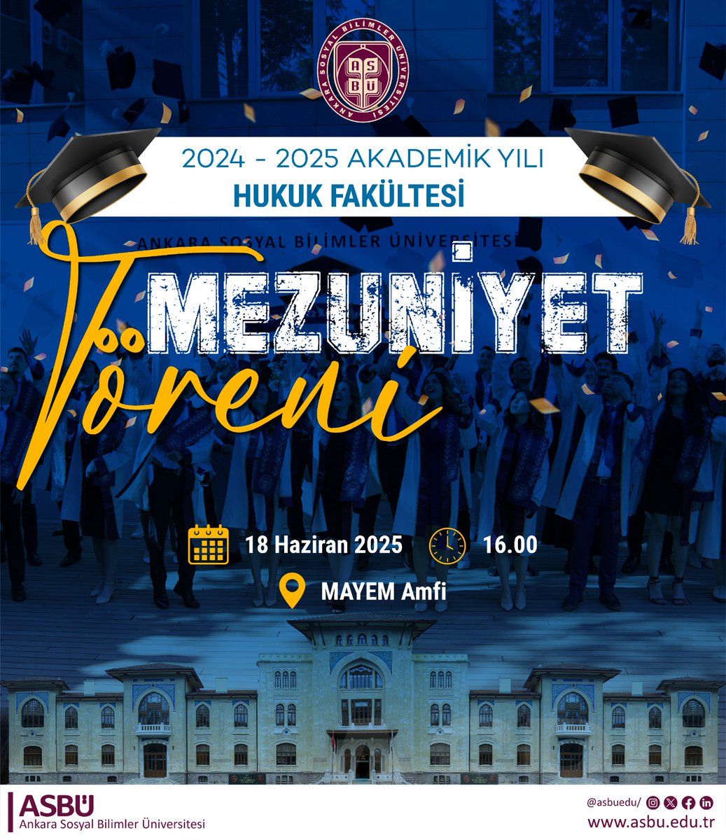 Fakültemizin 2024-2025 Akademik Yılı mezuniyet töreninde tüm öğrencilerimizi ve akademisyenlerimizi aramızda görmekten memnuniyet duyarız. Tören 18 Haziran Çarşamba günü saat 16.00'da MAYEM Amfi'de yapılacaktır.