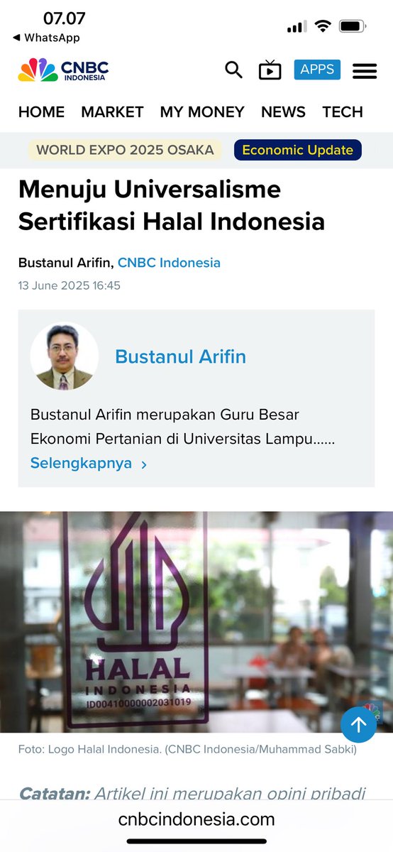 Izin share artikel saya baru lagi “Menuju Universalisme Sertifikasi Halal Indonesia” di CNBC Indonesia, tanggal 13 Juni 2025. Saran dan komentar ditunggu. Terima kasih

cnbcindonesia.com/opini/20250613…