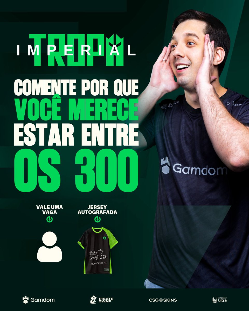 🚨 SORTEIO IMPERIAL ATIVADO 🚨

Quer ser um dos 300 primeiros da Tropa Imperial e ainda entrar com estilo?

Tá valendo:
👕 Jersey AUTOGRAFADA
🎟️ Acesso ao Sócio Torcedor

Pra participar é simples:

👇 Conta nos comentários
Por que você merece estar entre os 300?

📆 Participe até