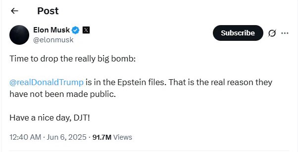 DavidShares's tweet image. I think it’s safe to say after Trump’s continued backing of Israel even after bombing Iran, that Elon Musk’s post about Trump being in the Epstein files is 💯% true. 

Epstein was a Mossad agent working for Israel, and it’s looking like Israel has video tapes and other hard…