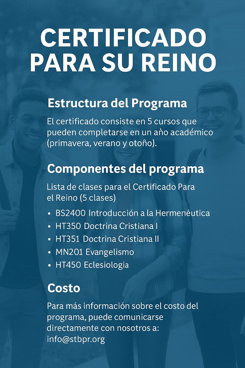 seminarioBPR's tweet photo. 📚 ¡REGISTRATE EN EL NUEVO SEMESTRE DE AGOSTO!"📖

📅 Inicio de clases: 18 de agosto

📝 ¡Prepárate para un año de crecimiento espiritual y conocimiento profundo de las Escrituras!

info@stbpr.org https://t.co/bhMGtWVCPj