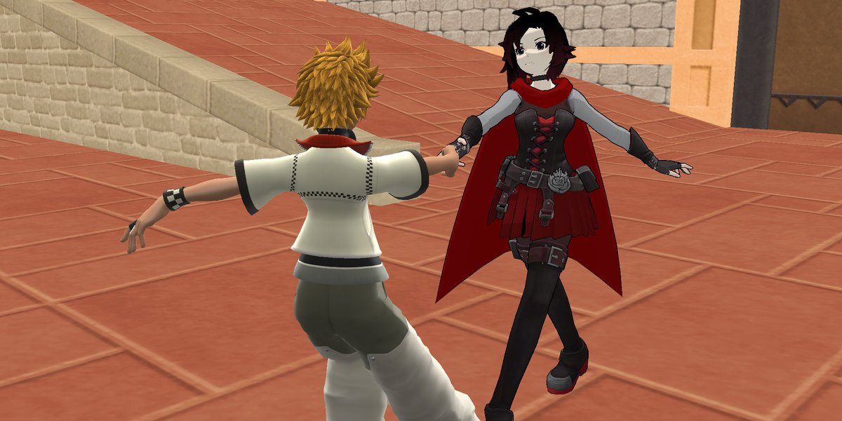 AndrewC70136680's tweet photo. Roxas plans to spend time with Xion romantically for his birthday, but he doesn't know how to dance, so Olette suggests that Roxas goes to Ruby Rose to teach him how to dance and he does just that

#roxaskh 
#KingdomHearts 
#RWBY 
#RWBYfanart https://t.co/q0n4vI1eCJ