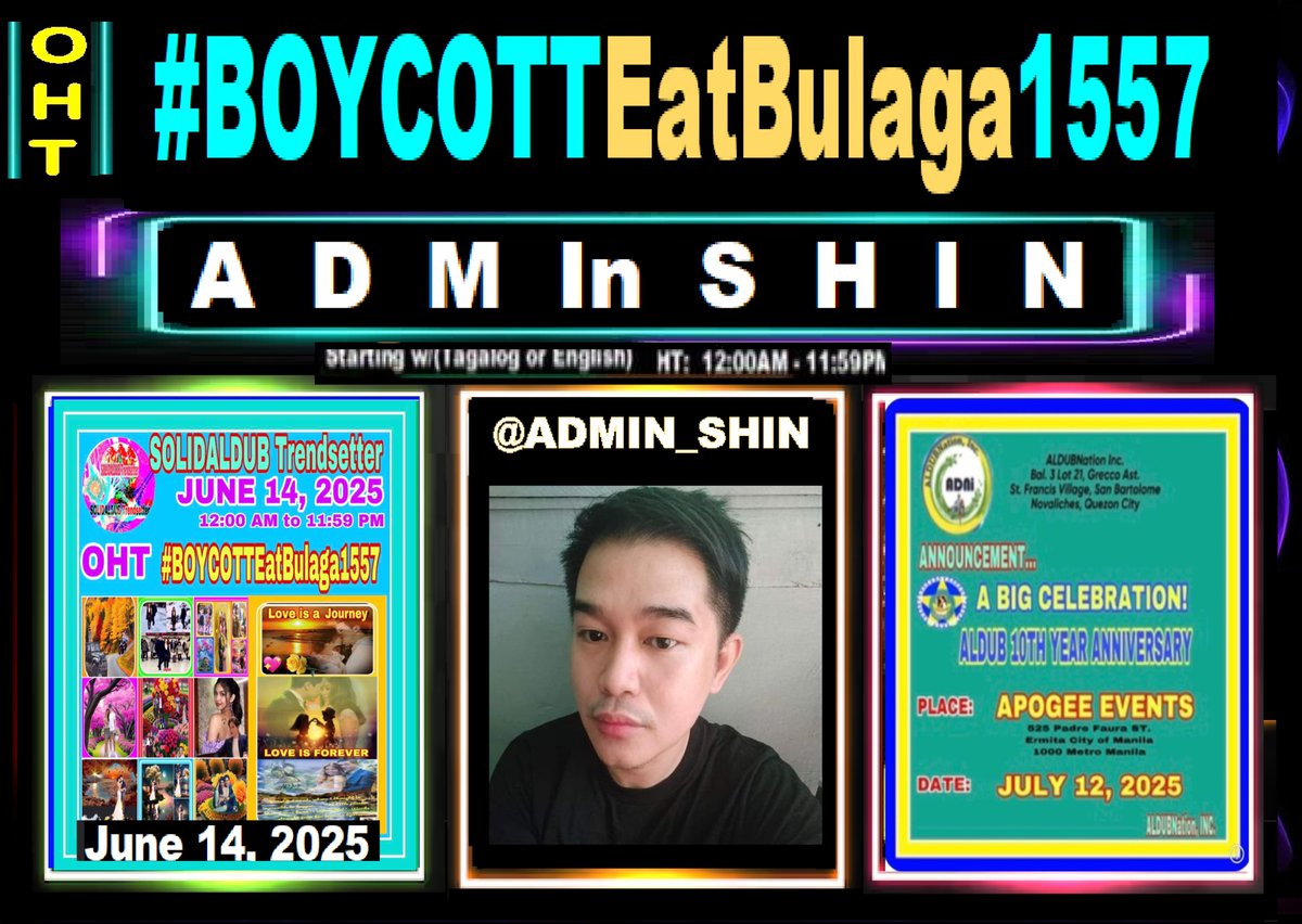 #BOYCOTTEatBulaga1557
HASHTAGS 
ALDUB PA RIN 
NO TO SOLO PROJECTS