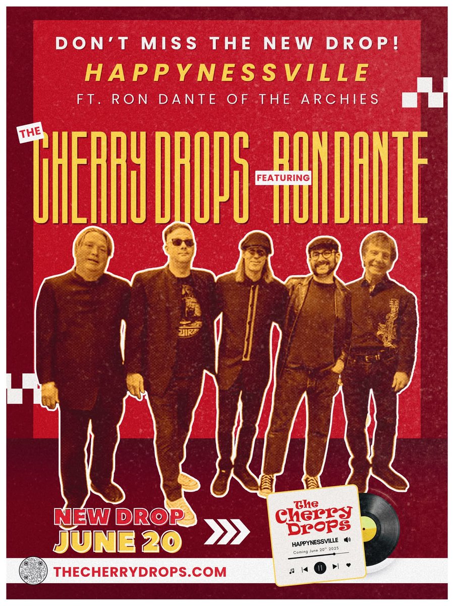 PyramidDJs's tweet image. 🍒 BREAKING NEWS: The Cherry Drops new long-awaited animated music video film collaboration "Happynessville" with Ron from Ron Dante &amp;amp; The Archies &amp;amp; The Turtles Happy Together Tour fame, will be released in exactly 1 week from today, which is on the first day of summer June 20th