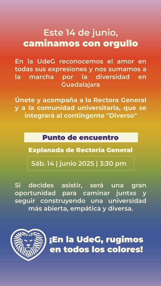 Érika Loyo Beristáin (@erikaloyob) on Twitter photo Querida comunidad <a href="/udg_oficial/">Universidad de Guadalajara</a> nos vemos mañana para marchar con nuestras diversidades y pluralidades
#Pride2025 #CadaPasoCuenta Querida comunidad <a href="/udg_oficial/">Universidad de Guadalajara</a> nos vemos mañana para marchar con nuestras diversidades y pluralidades
#Pride2025 #CadaPasoCuenta