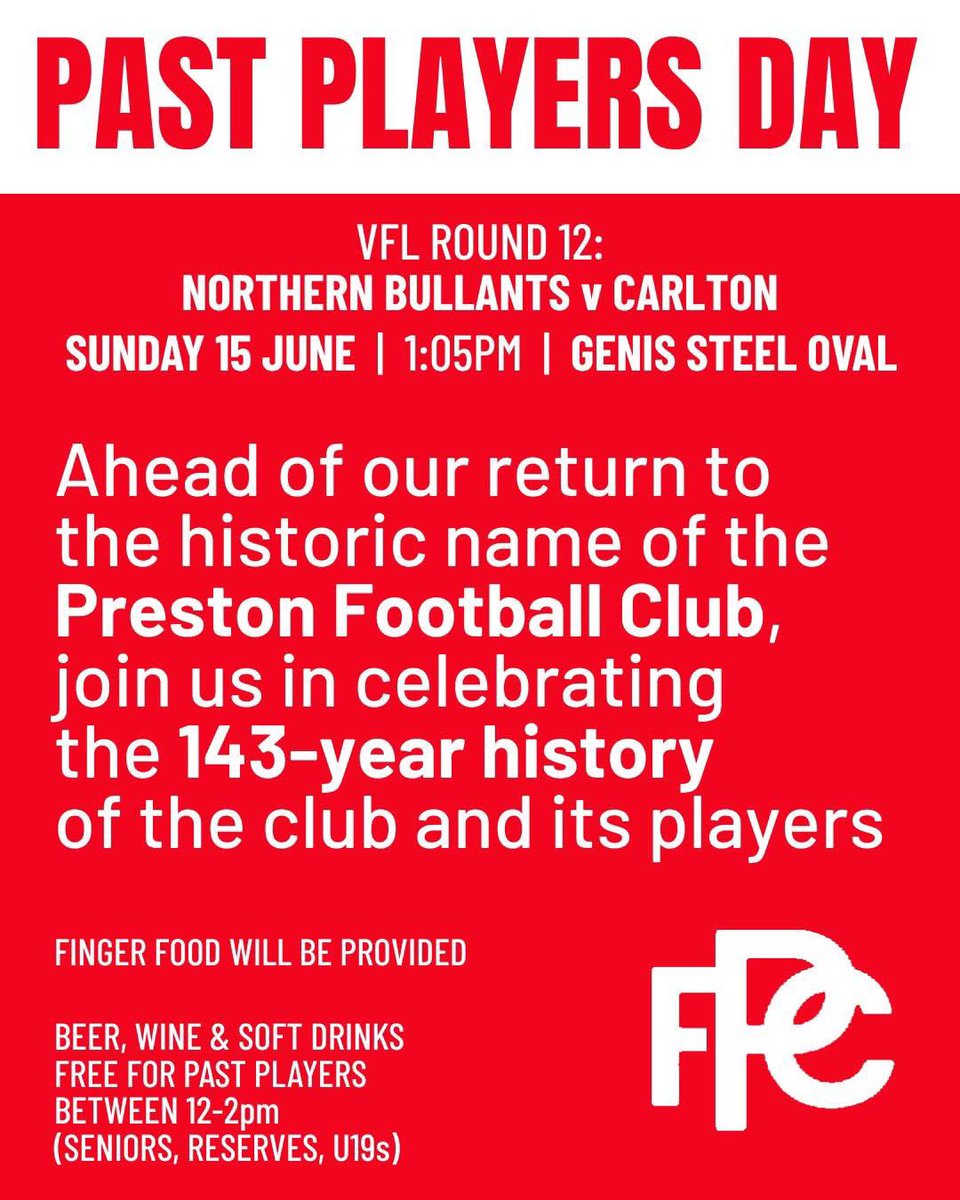 REMINDER: our Past Players Day is tomorrow 🐜 

We look forward to a day of celebrating our club and its history 🙌

Details on the Presidents Quiz: facebook.com/share/p/1HMLut…