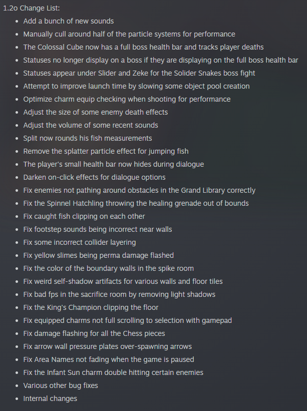 Here are this week's 1.2o patch notes, mostly just bug fixes. Got some more interesting stuff planned soon.
#indiegame #gamedev #indiedev