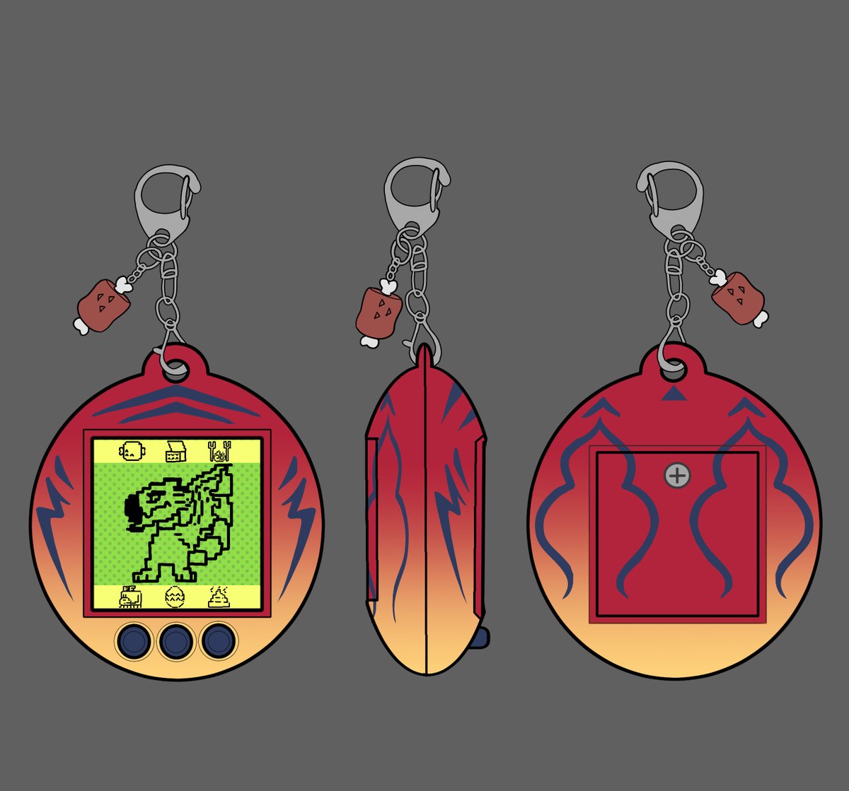 Pendant idea for the Monster Hunter Wilds contest! 
Monstiegotchi? Monstie Pet? 
Just don't forget to feed it! 🍖
#MHWilds #PendantEntry
