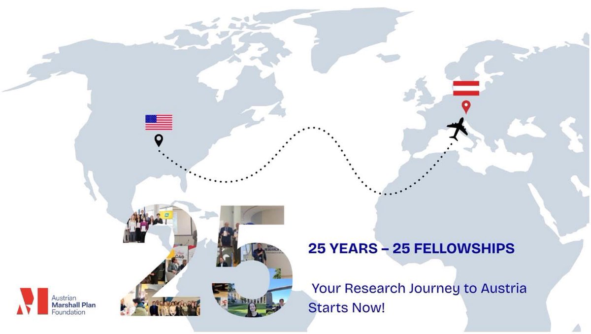 🎓 Calling all U.S. students!
To mark its 25th anniversary, the Austrian Marshall Plan Foundation is awarding 25 extra fellowships for study in Austria 🇺🇸🇦🇹

Apply by Aug 31, 2025 👉 marshallplan.at/news-2025/2025…

Email 📧 office@marshallplan.at with questions. 

#AustriainUSA