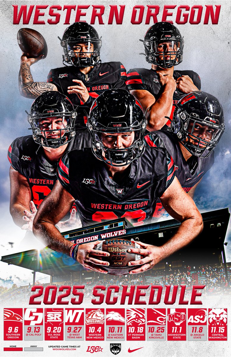 WOU_Wolves's tweet image. Pick up your WOU Football 2025 Schedule Poster today at the WOU Athletics Office in the New PE Building!