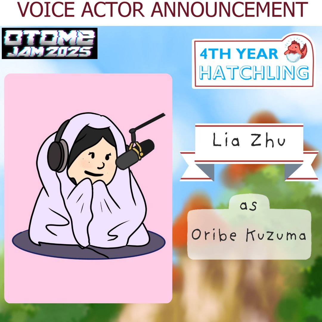✨️ ROLE ANNOUNCEMENT ✨️

I'm thrilled to announce that I'll be joining the AMAZING cast and crew of #4thYearHatchling to voice Oribe Kuzuma! Time to channel my inner child 😁

A HUGE thank you to <a href="/KRhodesVA/">🪻Kiera Rhodes🪻</a> for having me 🥰