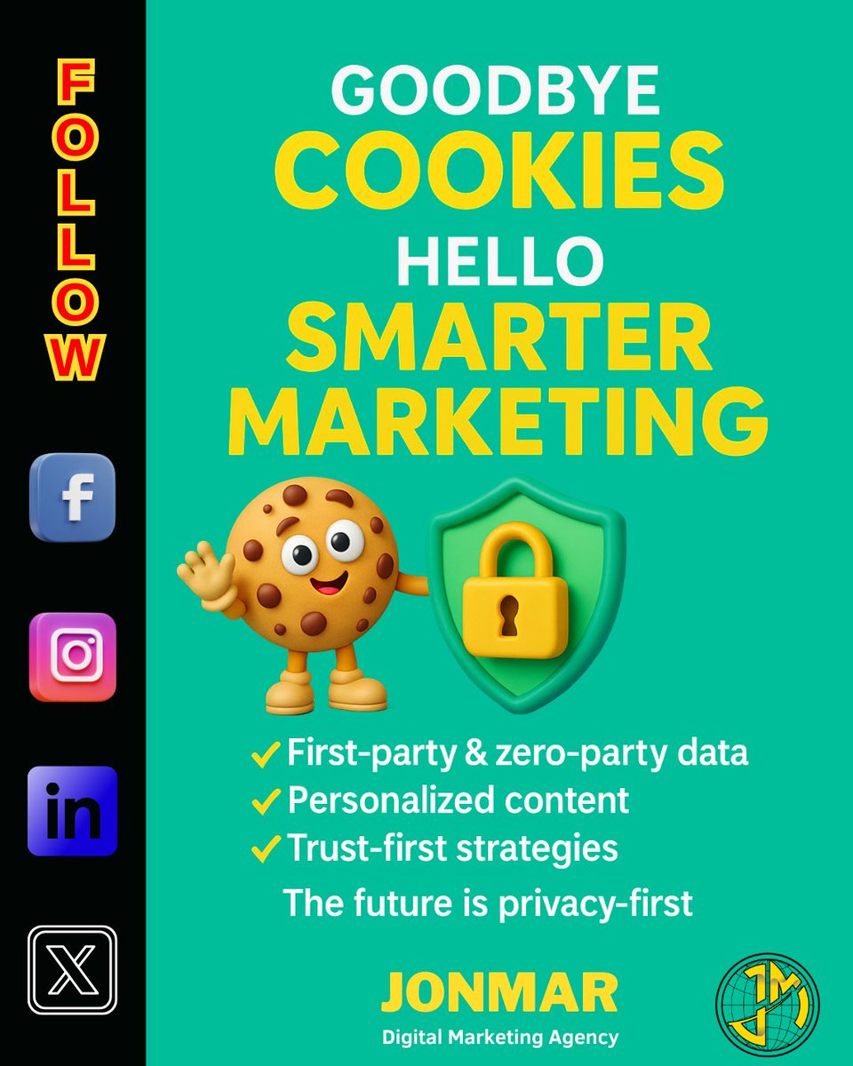 JonMarStore's tweet image. 🍪 Third-party cookies are going away.
🔐 The future is privacy-first.
At JonMar.Store, we use:
✔️ First-party &amp;amp; zero-party data
✔️ Personalized, ethical content
✔️ Trust-first marketing

#CookielessMarketing #PrivacyFirst #JonMarStore #Marketing2025 #DigitalGrowth