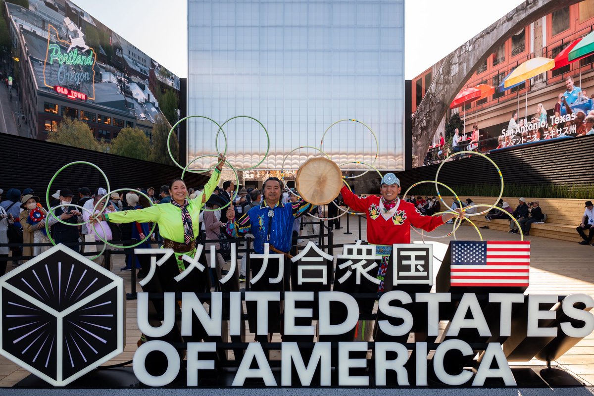 USA_Pavilion_'s tweet photo. At the #USAPavilion, The Champion Native American Hoop Dancers bring vibrant energy to Expo with their award-winning art form. 🇺🇸 Representing traditions from the Southwest USA, they use hoops & movement to tell a cultural display honoring Indigenous heritage. #ExpoEvents https://t.co/gnVy7KUECR