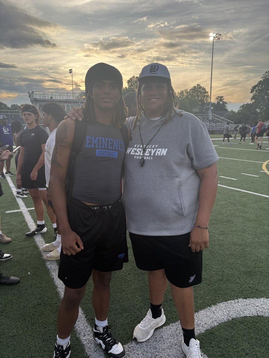 Raihan Steed (@raihansteed14) on Twitter photo Had a great time <a href="/kwc_football/">Kentucky Wesleyan Football</a> camp today. Extremely appreciative to the coaches. <a href="/CoachRJWilson55/">Coach RJ Wilson</a> <a href="/Playmakerhaddox/">Coach Nick Haddock</a>
<a href="/CoachBSanderson/">Barrett Sanderson</a>
<a href="/coachpaulrains/">Paul Rains 🏈</a> Had a great time <a href="/kwc_football/">Kentucky Wesleyan Football</a> camp today. Extremely appreciative to the coaches. <a href="/CoachRJWilson55/">Coach RJ Wilson</a> <a href="/Playmakerhaddox/">Coach Nick Haddock</a>
<a href="/CoachBSanderson/">Barrett Sanderson</a>
<a href="/coachpaulrains/">Paul Rains 🏈</a>