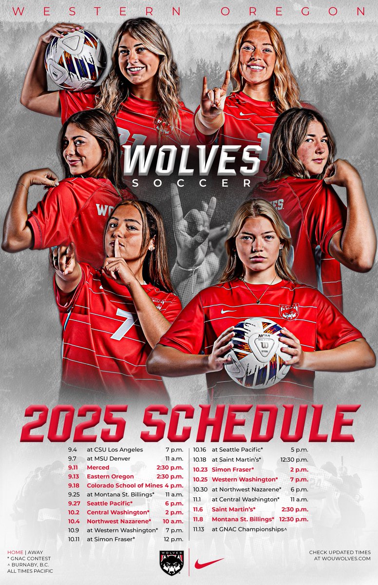 WOU_Wolves's tweet image. Get your Western Oregon women&apos;s soccer 2025 schedule poster at the WOU Athletics Office!