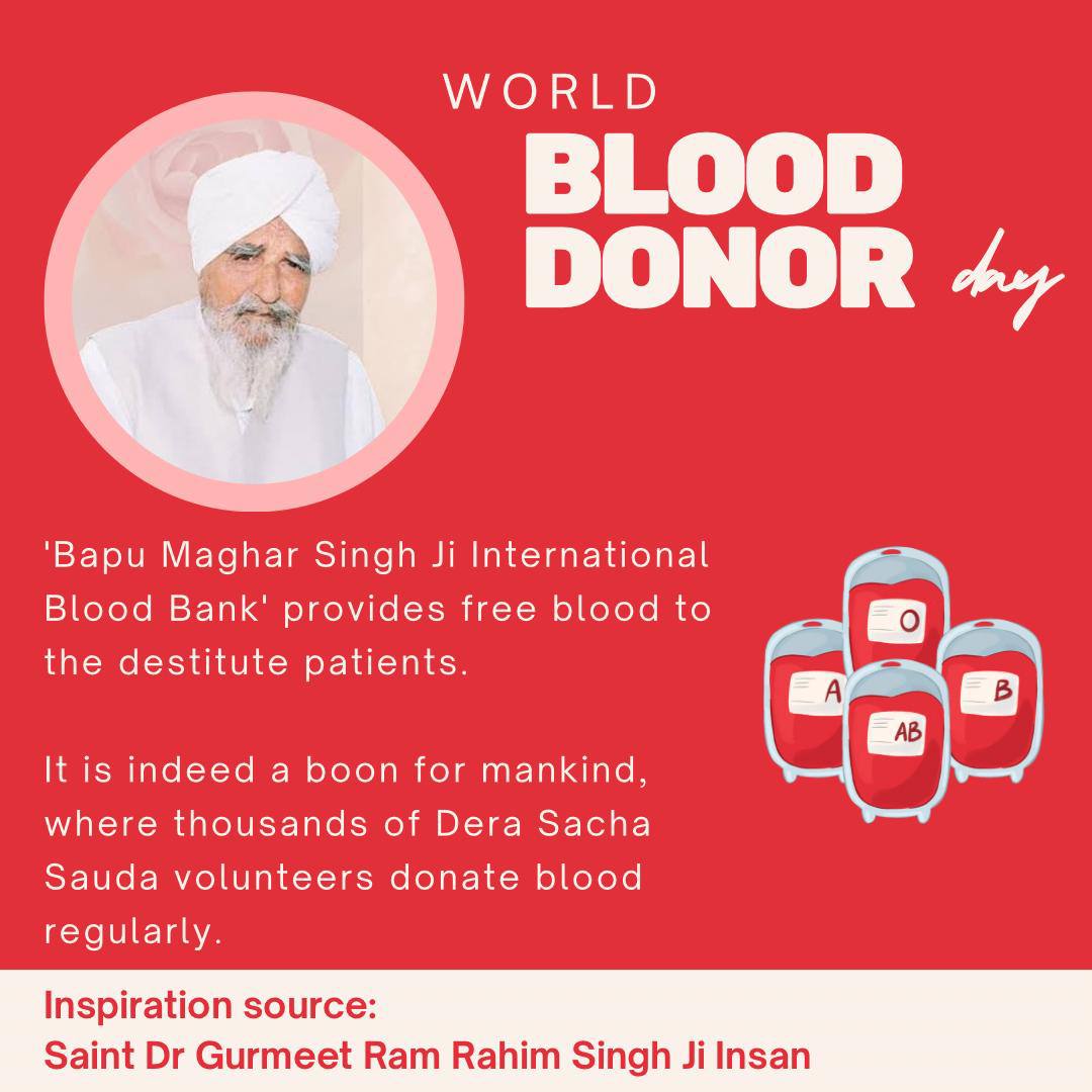 RaviTaneja777's tweet photo. #WorldBloodDonorDay2025
#WorldBloodDonorDay
True Blood Pump
आज जहां लोग मदद के बदले मुनाफा चाहते हैं, वहां DSS वालंटियर्स खून देकर ज़िंदगियाँ बचा रहे हैं—बिना एक भी पैसा लिए।
#SaintMSG https://t.co/Uzdqvc8eWr