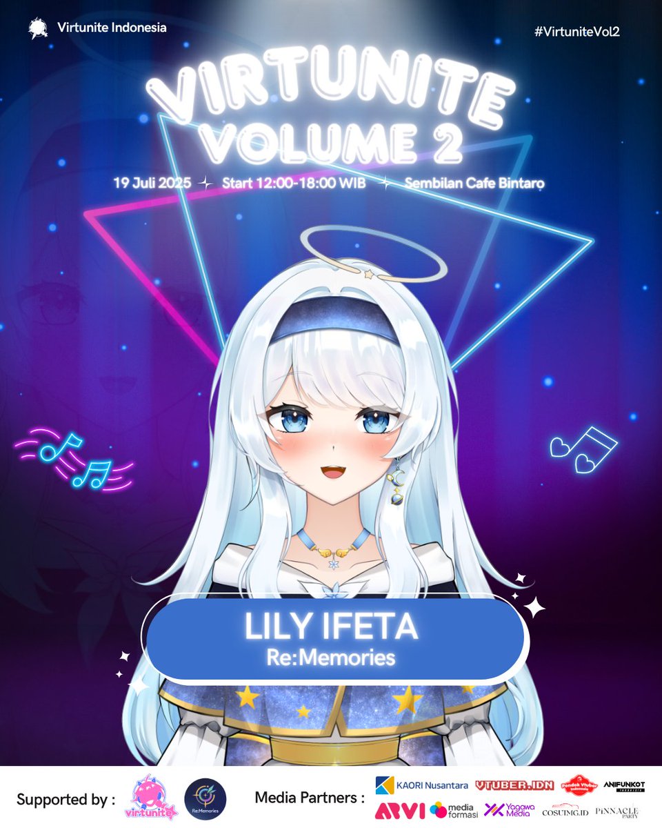 Virtunite_IDN (@virtunite_idn) on Twitter photo Here is our 5th Guest for Virtunite Vol. 2!
Seorang Bidadari Problematik yang telah dikeluarkan dari Surga. Agar dapat bisa kembali kesana, ia akan mencari kebahagiaan dari manusia melalui lantunan suaranya yang indah di acara #VirtuniteVol2 ini 🎵
Please Welcome <a href="/LilyIfeta/">💫Lily『 Re:Memories 』</a> Here is our 5th Guest for Virtunite Vol. 2!
Seorang Bidadari Problematik yang telah dikeluarkan dari Surga. Agar dapat bisa kembali kesana, ia akan mencari kebahagiaan dari manusia melalui lantunan suaranya yang indah di acara #VirtuniteVol2 ini 🎵
Please Welcome <a href="/LilyIfeta/">💫Lily『 Re:Memories 』</a>