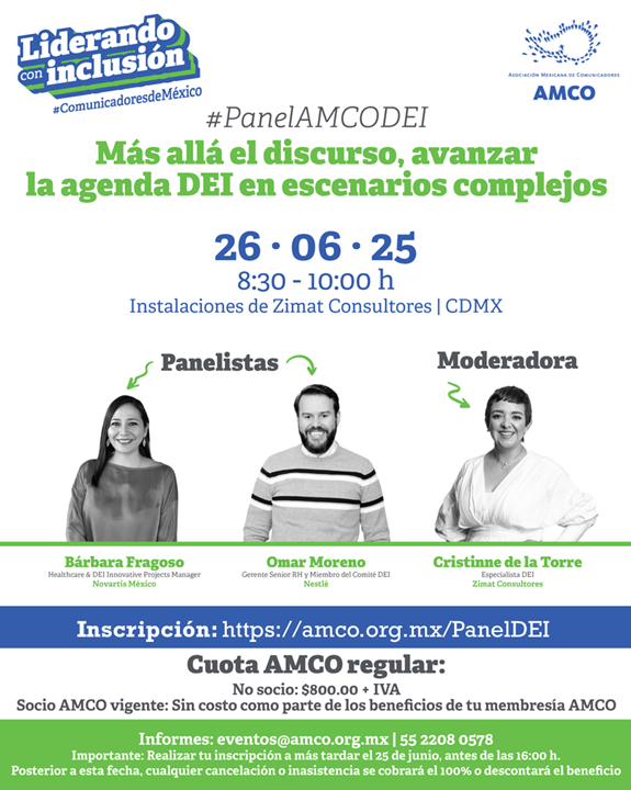 Hablemos sobre la agenda DEI en las empresas y la comunicación.

¡Realiza tu inscripción en tiempo!

👉 amco.org.mx/PanelDEI

¡Cupo limitado!

#SomosAMCO, comunicadores de México