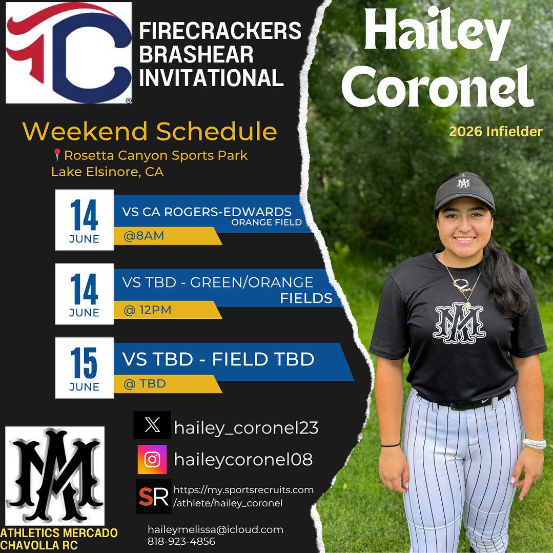 This weekends schedule! Come out &amp; watch us play. <a href="/AMChavolla/">AthleticsMercadoChavolla(RC)</a>