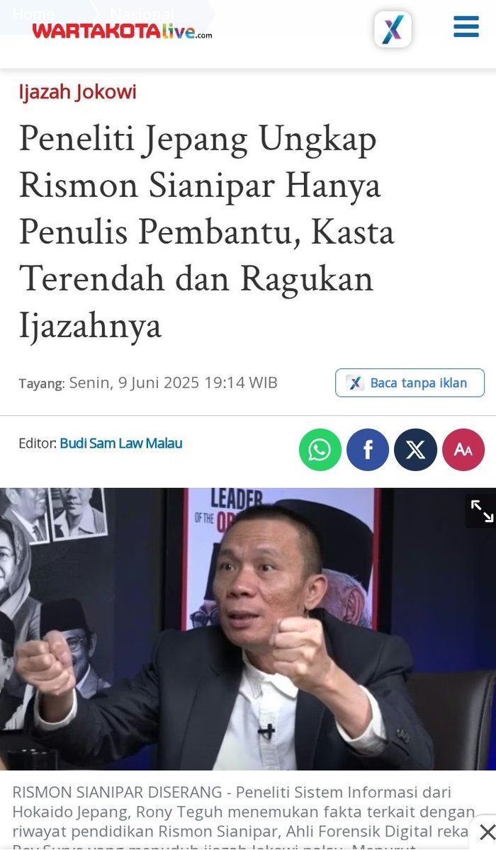 Vëe Kyoshi🀄 (@xquitavee) on Twitter photo Giliran si penuduh pemfitnah dan hoax ijazah palsu pd pak <a href="/jokowi/">Joko Widodo</a> ternyata ijazah sendiri nya yg palsu 😂😂😂
Nasib rismon tae <a href="/SianiparRismon/">Rismon Hasiholan Sianipar</a> skrg puyeng sendiri 😜 mana bui di depan mata Giliran si penuduh pemfitnah dan hoax ijazah palsu pd pak <a href="/jokowi/">Joko Widodo</a> ternyata ijazah sendiri nya yg palsu 😂😂😂
Nasib rismon tae <a href="/SianiparRismon/">Rismon Hasiholan Sianipar</a> skrg puyeng sendiri 😜 mana bui di depan mata