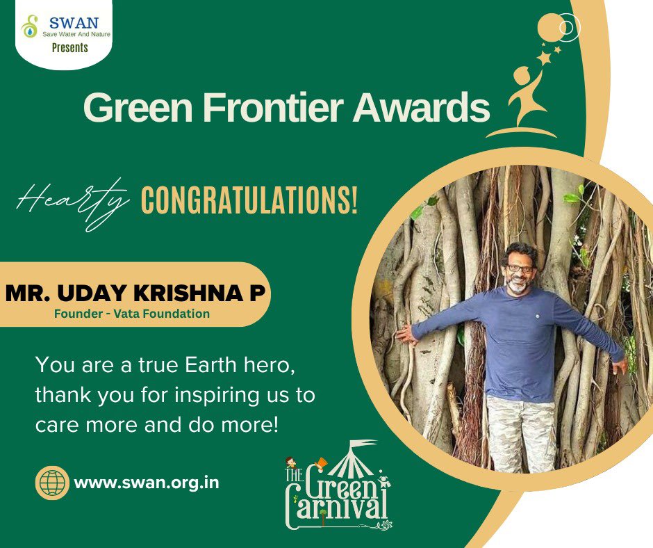 uday32008293's tweet image. Thank you so much #swan_global for this recognition!! An effort not possible without a bunch of environmental volunteers doing their bit!! This surely fuels our fire to do more!!!! Thank you!!!
#savefullygrowntrees #thebigtreequest #savekanchagachibowli #trees @vata_foundation