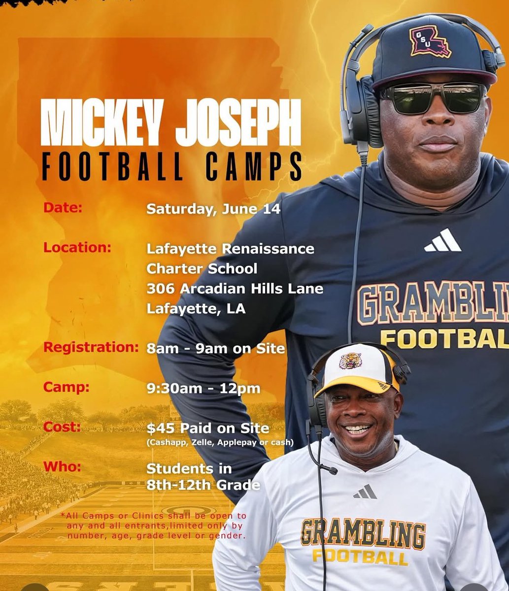 I will be attending gram camp tmr. #GramFam🟡⚫️ 
<a href="/GSU_TIGERS/">Grambling State Athletics</a> <a href="/JacardeCarter/">♠ACEofSPADES♠</a> <a href="/coachglaze_/">Malcolm Glaze</a>