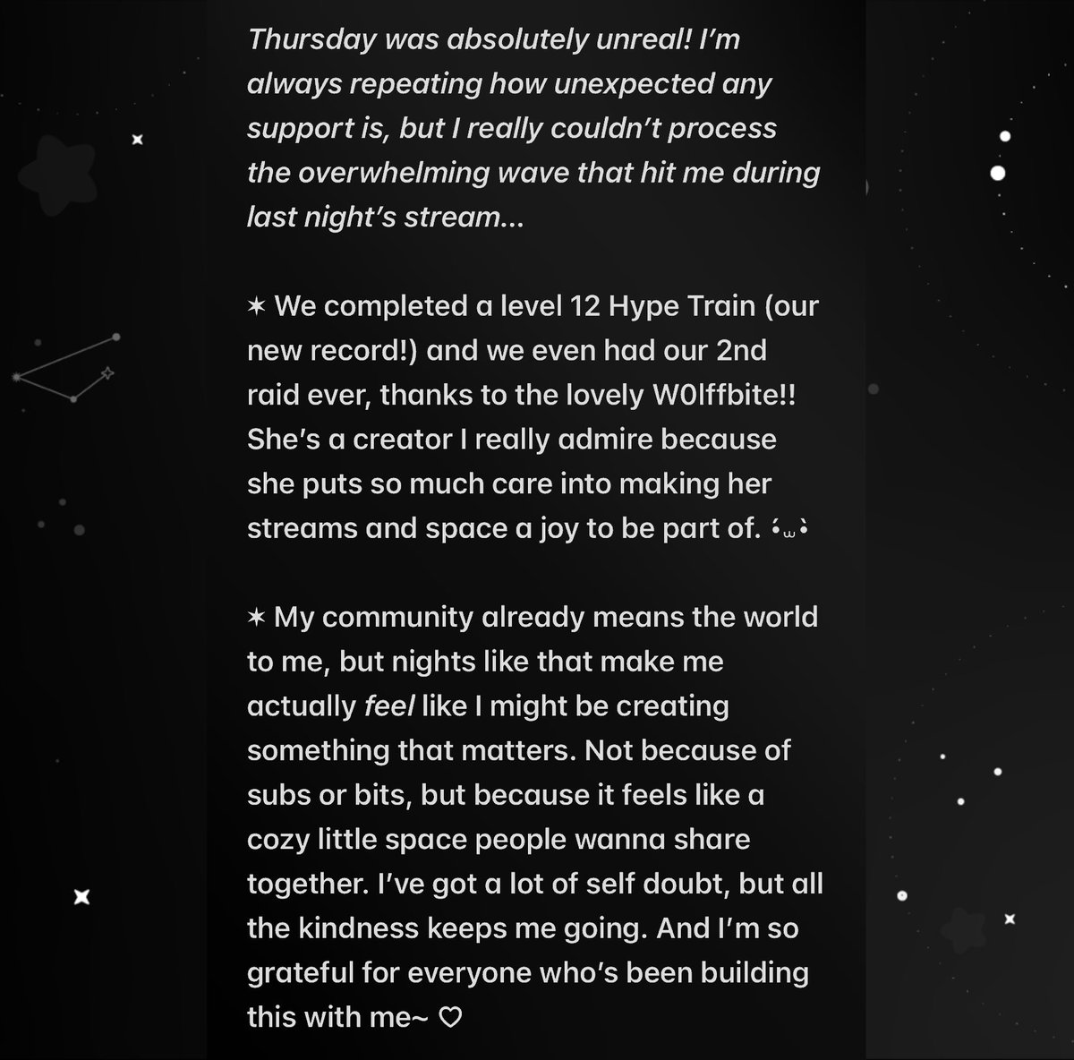 SixxIsDead's tweet image. So thankful for my community and awesome creators I’ve met along the way~
6⋆12⋆25
♡ ♡ ♡ ♡ ♡ ♡
#Destiny2 #TwitchAffiliate
