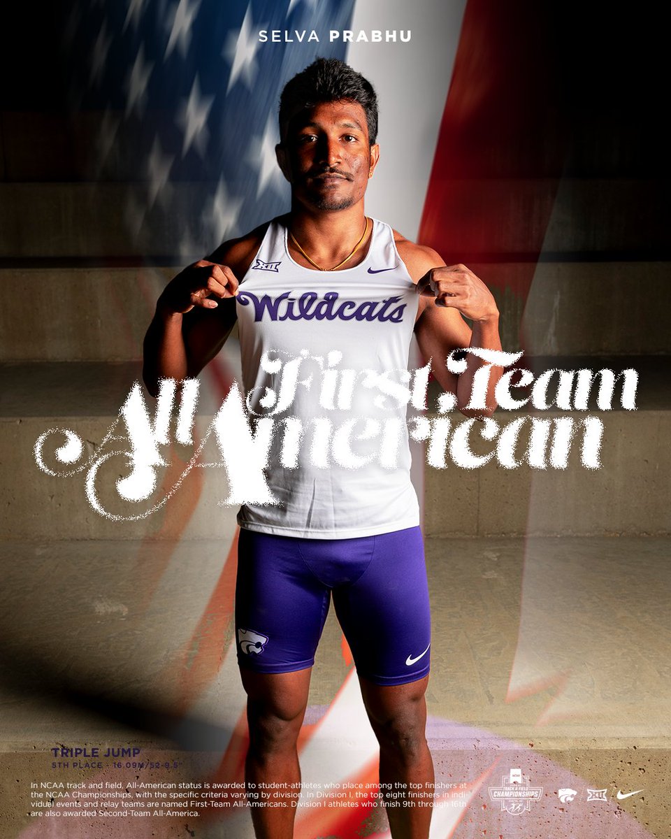 K-State T&F/XC (@kstatetfxc) on Twitter photo π
ππππ ππππ πππ-ππππππππ. πΊπΈ
Selva Prabhu, who started his season with K-State almost 2 months ago to the date right here at Hayward, puts a bow on it by securing All-American status and podium at the <a href="/NCAATrackField/">NCAA Track & Field</a> Championships.
#EMAWπ x #NCAATF π
ππππ ππππ πππ-ππππππππ. πΊπΈ
Selva Prabhu, who started his season with K-State almost 2 months ago to the date right here at Hayward, puts a bow on it by securing All-American status and podium at the <a href="/NCAATrackField/">NCAA Track & Field</a> Championships.
#EMAWπ x #NCAATF