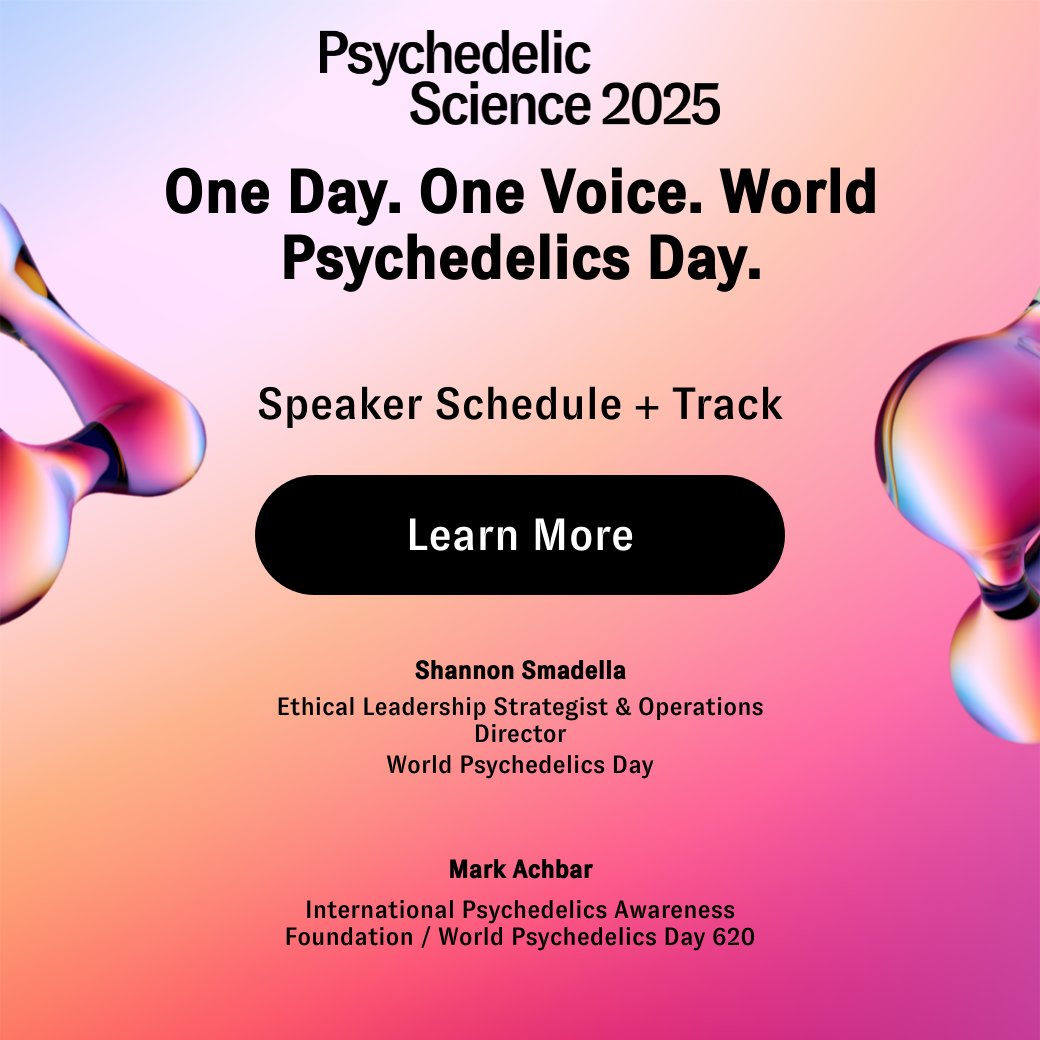 Happy World Psychedelics Day!
Come say hello at 11:30 AM MT in the Expo Hall for our WPD announcement!
Don't forget to sign the petition below and share how your WPD 620 2025 is going with #wpd620 and #WorldPsychedelicsDay
worldpsychedelicsday.org/united-nations