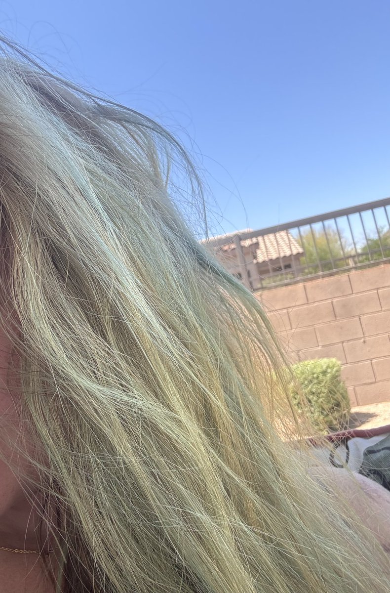 I went swimming today and my hair turned green/ blue I have shampooed 4 times to get the chlorine out and it’s not budging do I have to color my hair wtf 😭😭😭