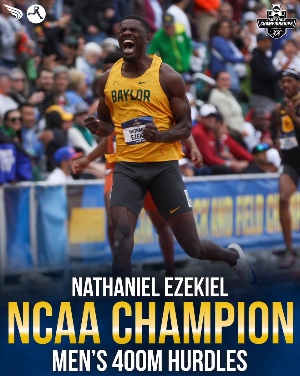 DyeStat (@dyestat) on Twitter photo NO. 3️⃣ ALL-TIME IN COLLEGIATE HISTORY
Nathaniel Ezekiel of @baylortrack CRUSHES his lifetime in the men’s 400m hurdles to win the national title in 47.49. #NCAATF
📸: <a href="/westcoast_xc/">West Coast XC</a> NO. 3️⃣ ALL-TIME IN COLLEGIATE HISTORY
Nathaniel Ezekiel of @baylortrack CRUSHES his lifetime in the men’s 400m hurdles to win the national title in 47.49. #NCAATF
📸: <a href="/westcoast_xc/">West Coast XC</a>