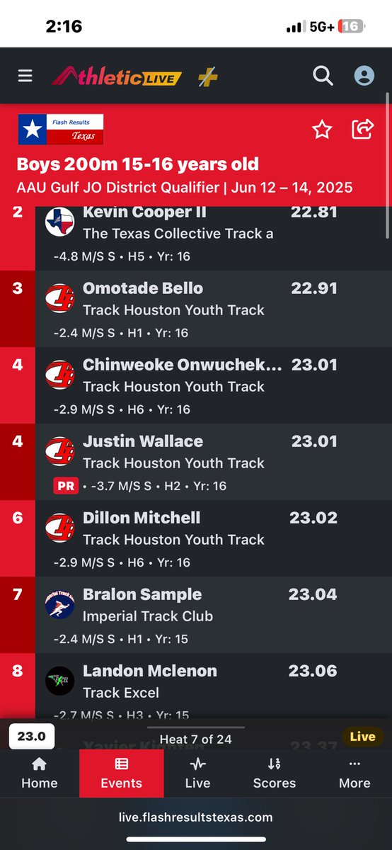 ayesampp's tweet image. Qualified for regionals in the 200 with a 23.04 came 2nd in my heat and 15 in the meet