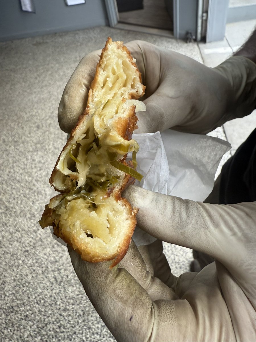 timothyasmth's tweet image. Croissant, plus collard greens and cheddar cheese absolutely slaps.
