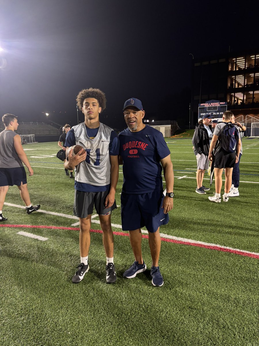Great day at <a href="/DuqFB/">Duquesne Football</a> Camp today! Had great reps and conversations with coaches <a href="/CoachSchmittDU/">Jerry Schmitt</a> &amp; <a href="/coachrichDuq/">Darnel Richardson</a>

 <a href="/CoachMJacobs34/">Mickey Jacobs</a> <a href="/Coach_Cicione/">Anthony Cicione II</a> <a href="/t_paulone13/">Tommy Paulone Jr.</a> <a href="/SethSpino/">Seth Spino</a>