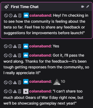 A dev just came into my stream and asked me for feedback, thank you so much. <a href="/GearsofWar/">Gears of War</a>