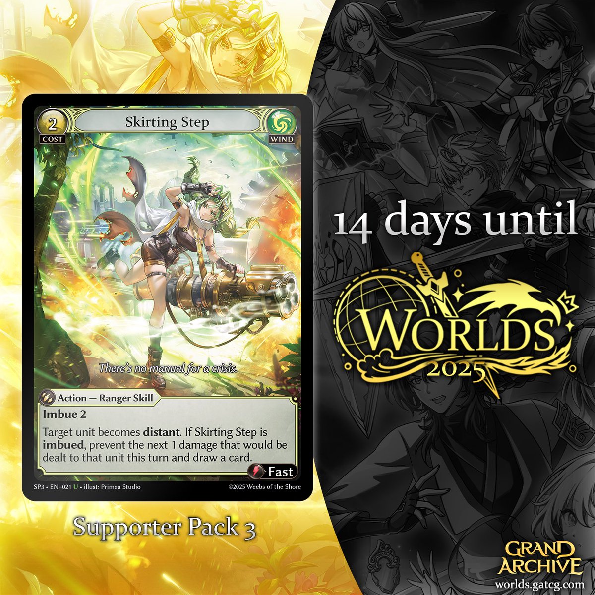 Just 2 weeks remain until the World Championships!

Here is your first look at Skirting Step from Supporter Pack 3, making its debut at Worlds 2025!

Worlds 2025 Information: worlds.gatcg.com

Introducing Supporter Pack 3: gatcg.com/article/introd…