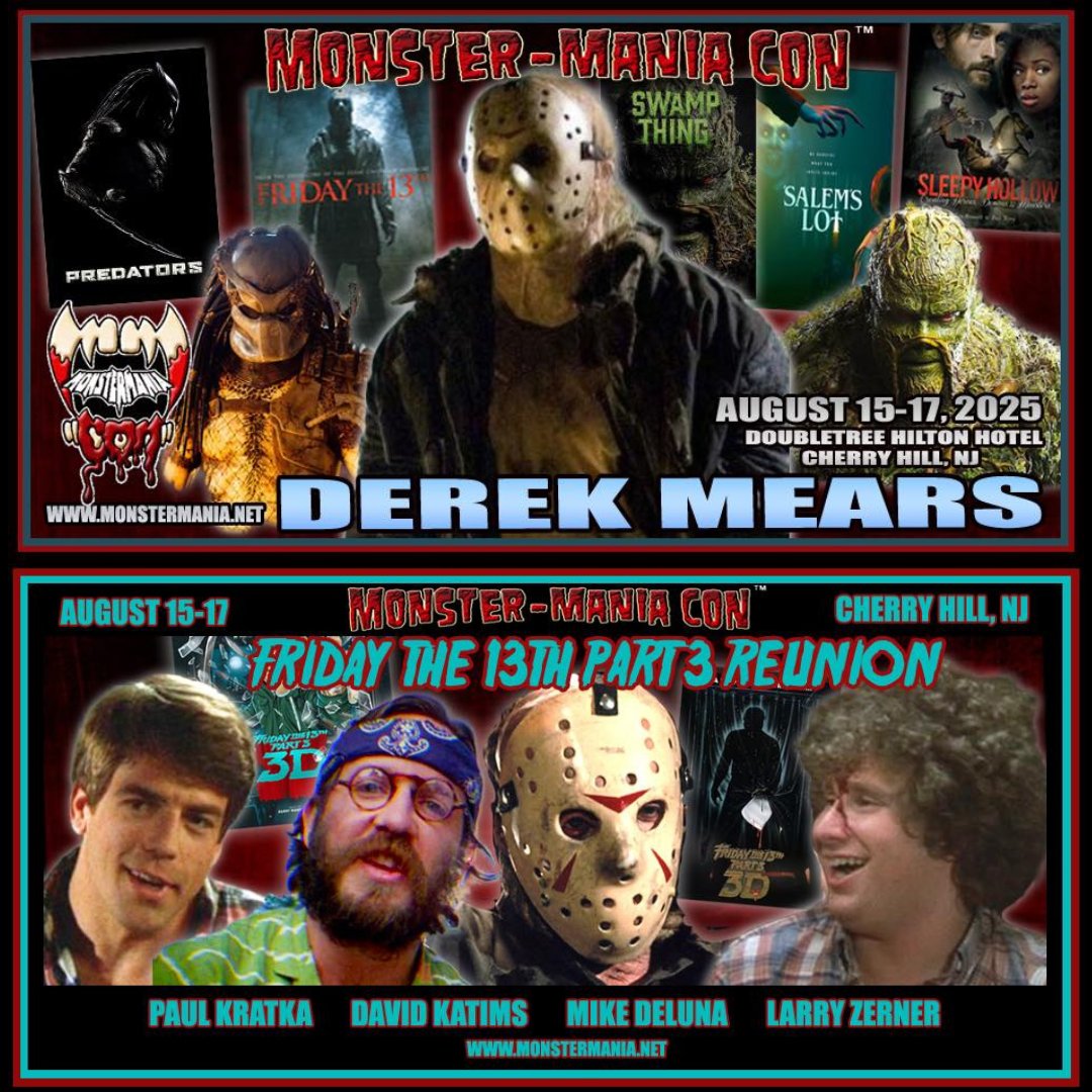 Geeked (@phillycybergeek) on Twitter photo FRIDAY THE 13TH
Derek Mears
Mike De Luna
David Katims
Paul Kratka
Larry Zerner
<a href="/MonsterManiaCon/">MONSTER-MANIA CON</a> #Philly #CherryHill #NJ #ComicCon AUG 15-17
#FridayThe13th #JasonVoorhees #Supernatural #Horror #HorrorFilm #HorrorMovie #HorrorMovies #HorrorFan #Philadelphia FRIDAY THE 13TH
Derek Mears
Mike De Luna
David Katims
Paul Kratka
Larry Zerner
<a href="/MonsterManiaCon/">MONSTER-MANIA CON</a> #Philly #CherryHill #NJ #ComicCon AUG 15-17
#FridayThe13th #JasonVoorhees #Supernatural #Horror #HorrorFilm #HorrorMovie #HorrorMovies #HorrorFan #Philadelphia