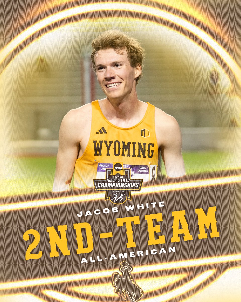 wyo_track's tweet image. Going the Distance for that All-American Status 🇺🇸
Jacob White crossed the line 15th in the 5,000m at 13:37.82 to earn Second-Team All-America honors!