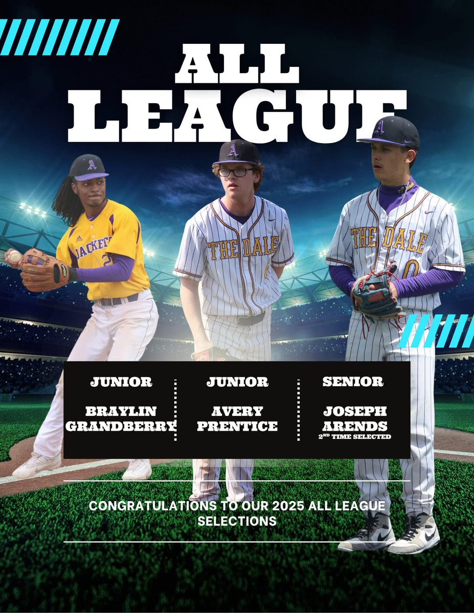 Avondale Baseball (@baseballahs1) on Twitter photo Congratulations to the 2025 All League Selections:
Junior - Braylin Grandberry <a href="/MrBraylin/">Braylin Grandberry</a>
Junior - Avery Prentice <a href="/avery_prentice/">Avery Prentice</a>
Senior - Joseph Arends <a href="/josephparends09/">Joseph Arends</a> this is his 2nd selection
<a href="/baseballRCU/">Rochester Christian University Baseball</a> <a href="/AvondaleSports/">Yellow Jackets</a> Congratulations to the 2025 All League Selections:
Junior - Braylin Grandberry <a href="/MrBraylin/">Braylin Grandberry</a>
Junior - Avery Prentice <a href="/avery_prentice/">Avery Prentice</a>
Senior - Joseph Arends <a href="/josephparends09/">Joseph Arends</a> this is his 2nd selection
<a href="/baseballRCU/">Rochester Christian University Baseball</a> <a href="/AvondaleSports/">Yellow Jackets</a>