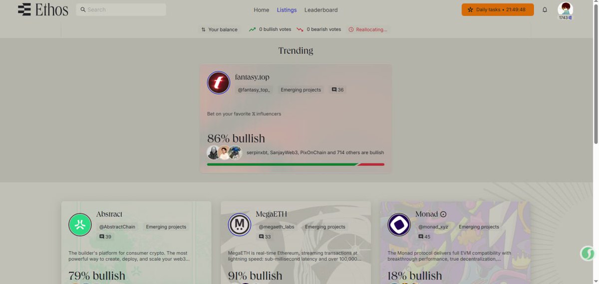 抽7个ETHOS邀请码价值700刀
关注 <a href="/xifancry/">夕凡的撸毛之路(🔆)</a> 和 <a href="/ethos_network/">Ethos</a>
要求一键三连、评论、点赞、转发
到点开奖