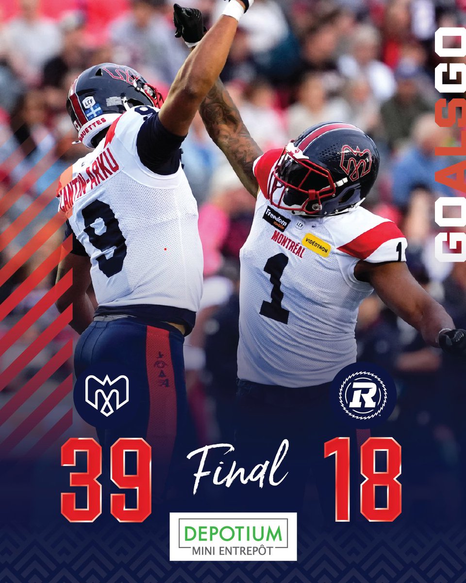 11 Victoires consécutives au TD Place 🔥

Perfect beggining to the season 🥰

#Alouettes