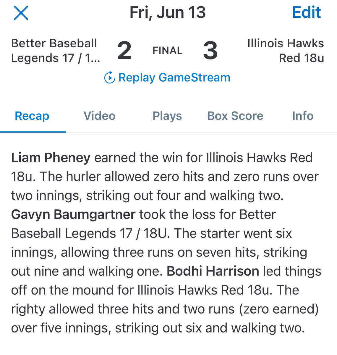 Illinois Hawks Baseball 18u Red tweet media
