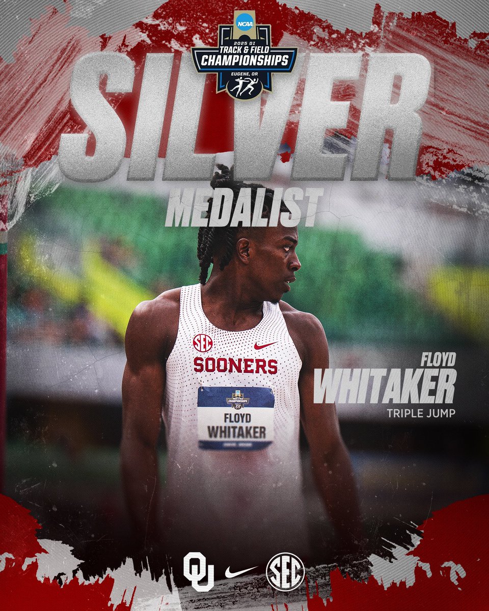 WHITAKER WITH THE SILVER 🥈

Floyd Whitaker is the triple jump runner-up with a career-best 16.41m (53’10.25”) leap!