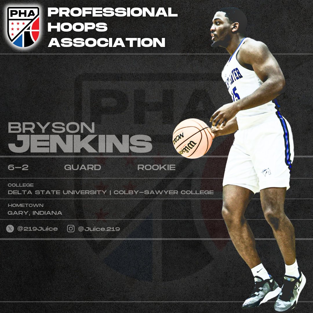 PHAHoops's tweet image. Welcome to the Professional Hoops Association!

Name: Bryson Jenkins (@219Juice)
Hometown: #GaryIndiana
Height: 6-2
Position: Guard
Pro: Rookie
College(s): @DeltaStateMBB, @CSCAthletics

#PHAHoops #WhereTheDreamBegins