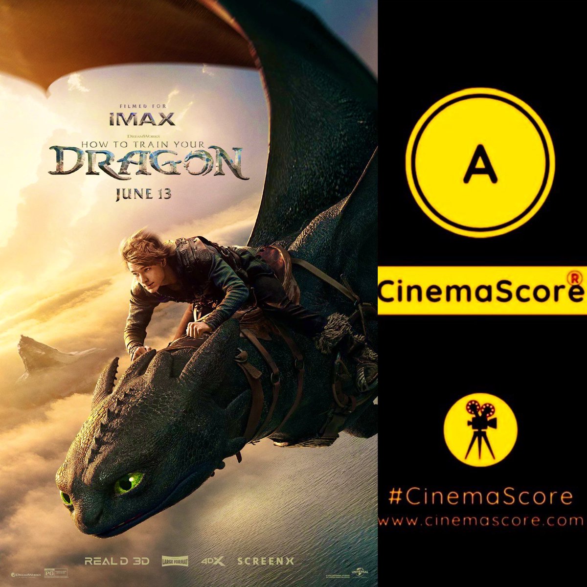 Audiences have spoken!!! #1
And moviegoers ADORED the #HowToTrainYourDragon live-action remake as much as the animations, giving the #Universal PG film a strong A #CinemaScore, on par with #LiloAndStitch and also same as 2010 #HTTYD, #HowToTrainYourDragon2, and 2019 #HTTYD: