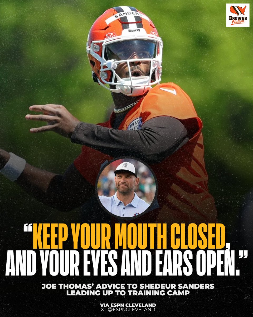 BrownsNation.com (@brownsnationcom) on Twitter photo 🗣️ Joe Thomas on his advice to Shedeur Sanders: 🗣️ Joe Thomas on his advice to Shedeur Sanders: