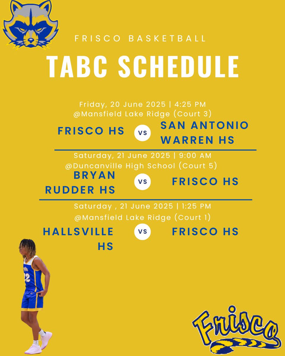 Schedule for TABC next weekend
<a href="/Yb33nation/">YB33</a> 
<a href="/raccoonhoops/">raccoonhoops</a> 
<a href="/Tabchoops/">𝙏𝘼𝘽𝘾🏀📋</a> 
<a href="/ChadWujek/">Chad Allan Wujek</a>
