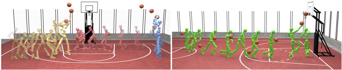 NliGjvJbycSeD6t's tweet image. 🔥 #CVPR2025 Highlight Paper 🔥
Join us at Hall D #166!
📅 July 14, 5-7 PM
💬 Let's discuss Humanoid Skill Learning!
📜 Paper: “SkillMimic: Learning Basketball Interaction Skills from Demonstrations”
🏀 Project Page: ingrid789.github.io/SkillMimic/
💻 Code/Data: github.com/wyhuai/SkillMi…